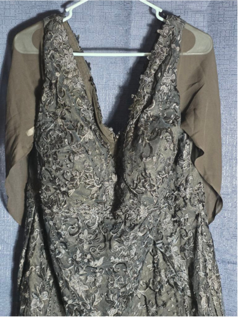 Women's Unbranded Black and deep navy blue Lace Overlay Formal Dress 22W wed - Picture 2 of 5